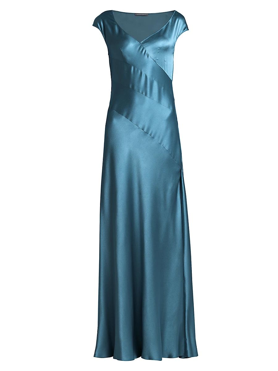 Womens Cap Sleeve Satin Dress Product Image
