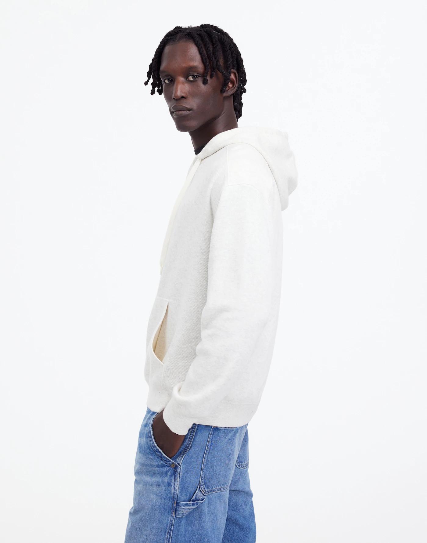 French Rib Knit Hoodie Sweatshirt Product Image