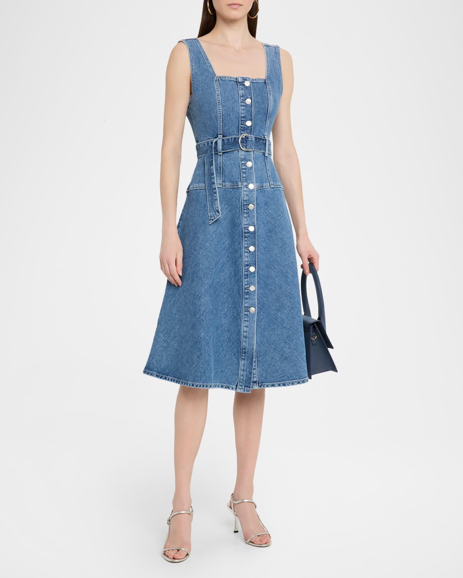 Aliso Belted Denim Midi Dress Product Image