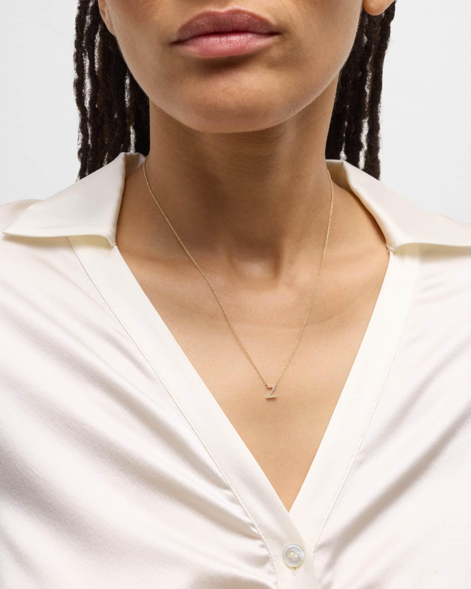 14k Diamond Pave Initial Necklace Product Image