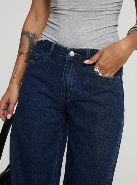 Maryanne Mid Rise Straight Leg Jeans Dark Wash Product Image