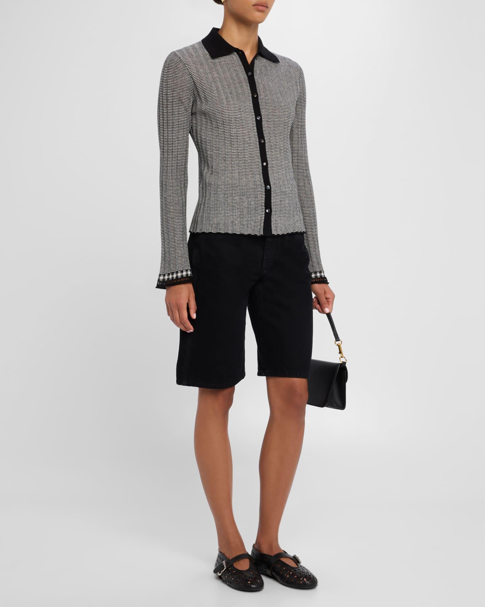 Fine Stripe Silk-Linen Cardigan Product Image