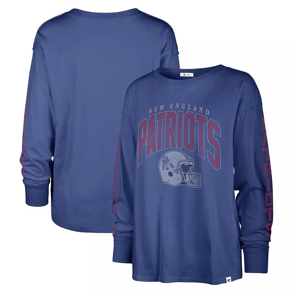Women's '47 Royal New England Patriots Tom Cat Long Sleeve T-Shirt,  Product Image