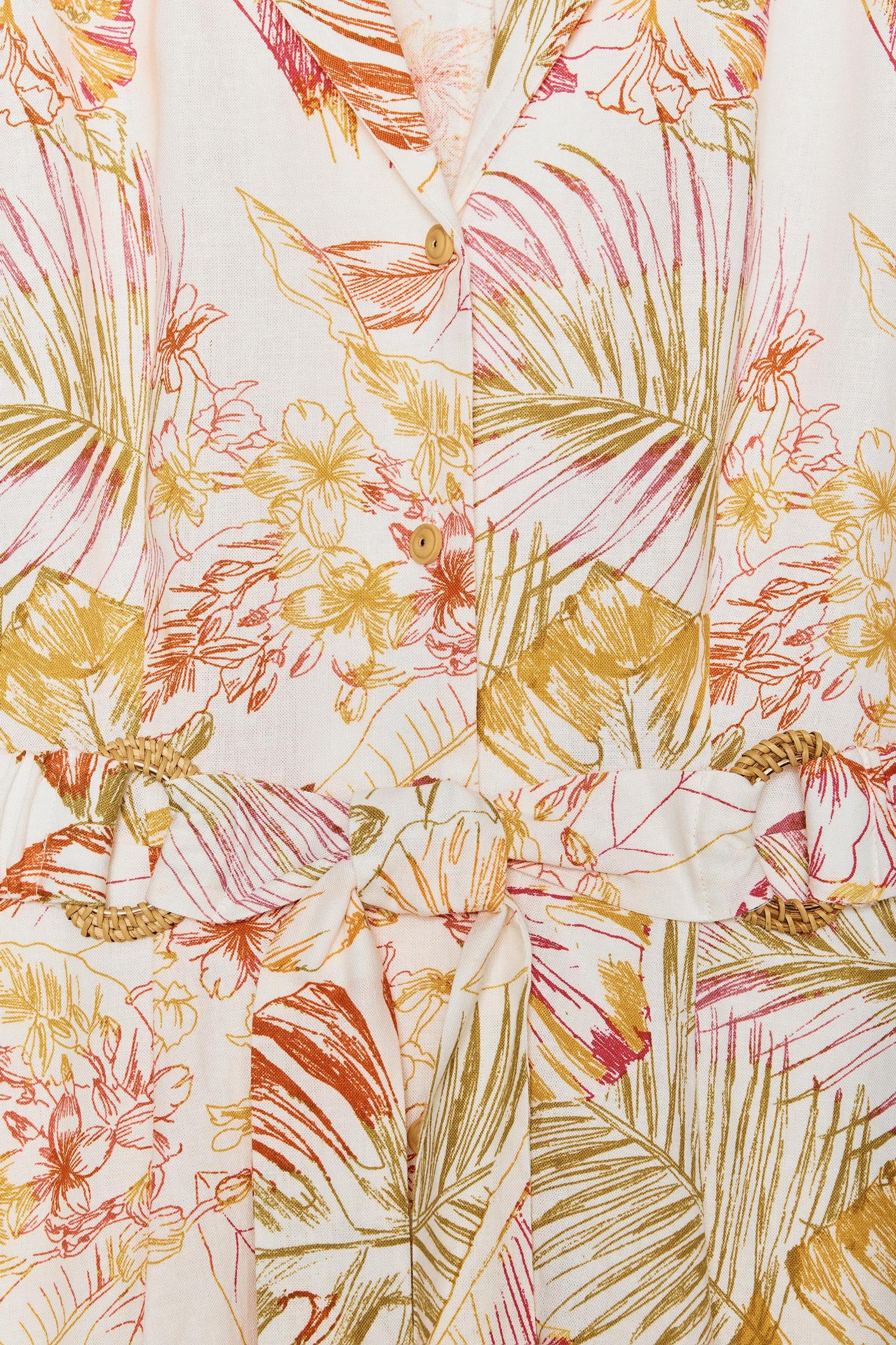 PRINTED LINEN MIDI DRESS Product Image