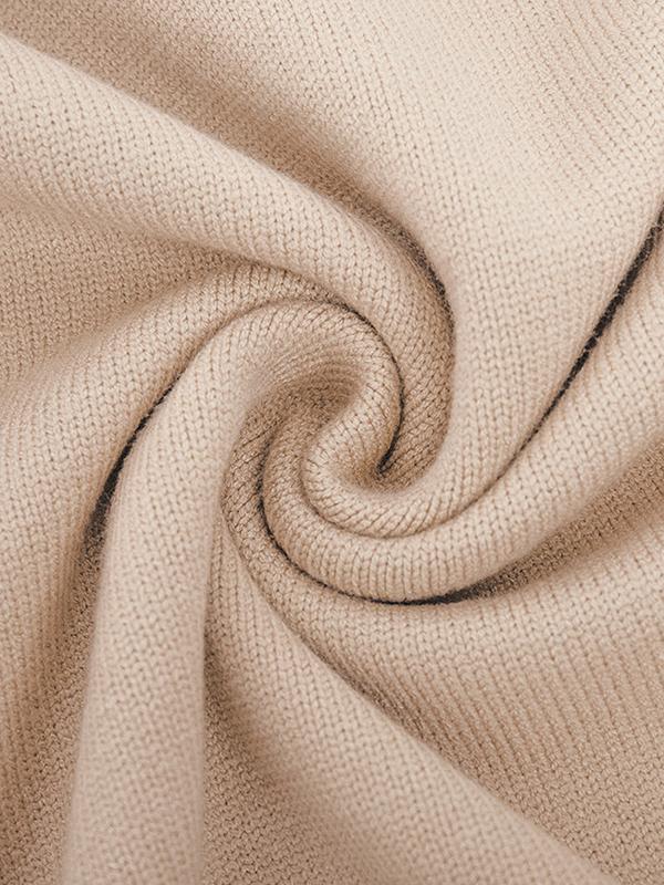 Long Sleeves Loose Solid Color Split-Joint High Neck Pullovers Sweater Tops Product Image