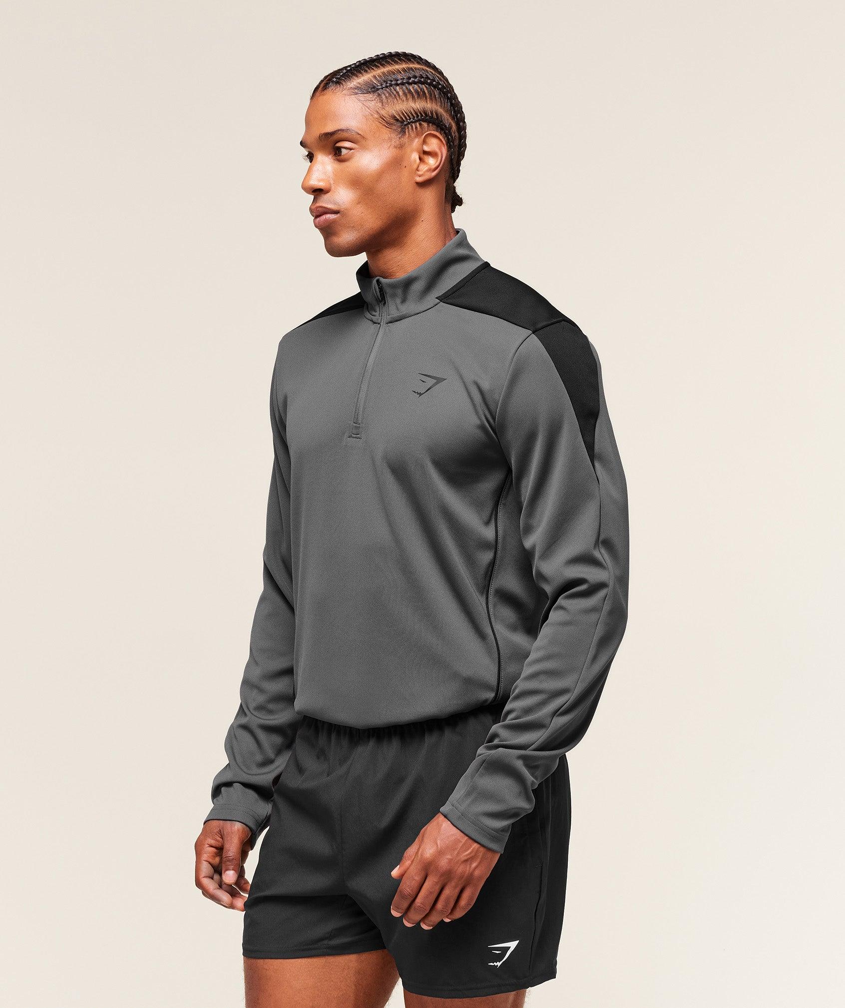 Gymshark Arrival Block 1/4 Zip - Dark Grey Male Product Image