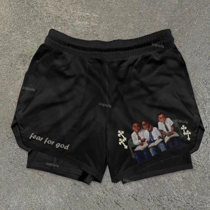 Sopula Let's Go Print Graphic Double Layer Men's Gym Shorts Product Image