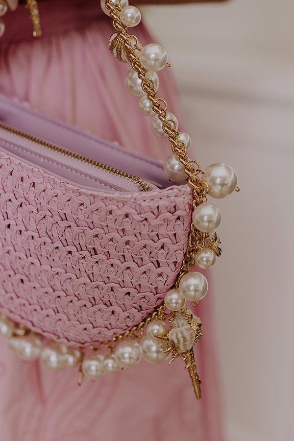 Isla Straw Woven Top Handle Bag in Lavender Product Image