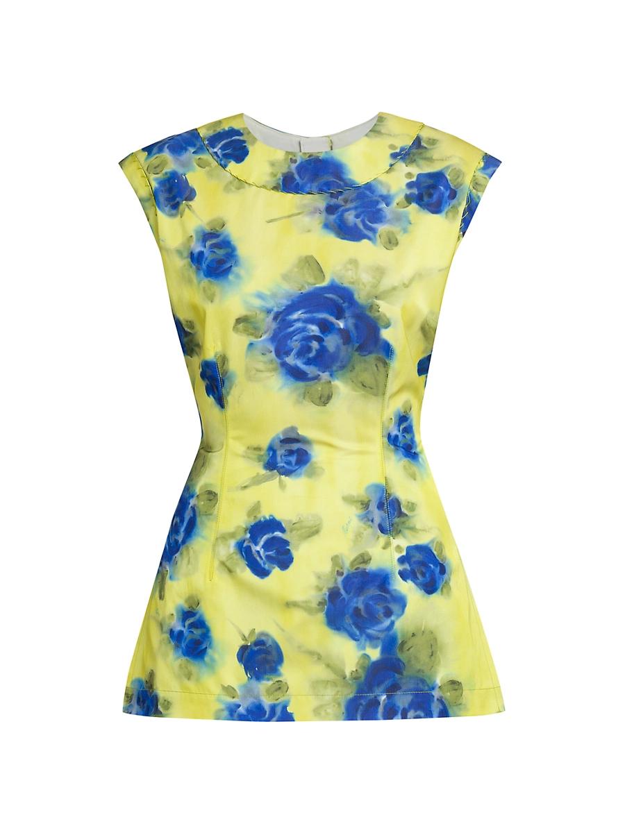 Womens Floral Cotton-Blend Blouse Product Image