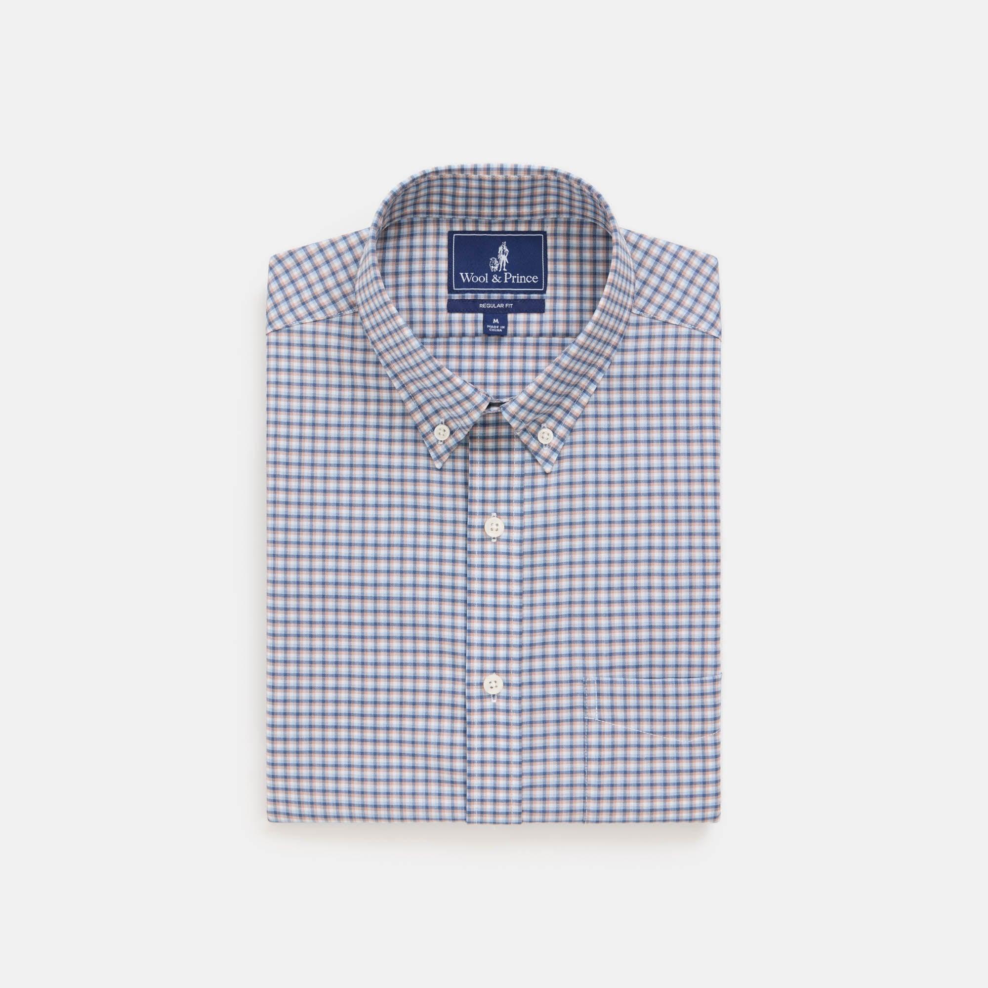 Merino Wool Button-Down Shirt | Navy & Ash Brown Product Image