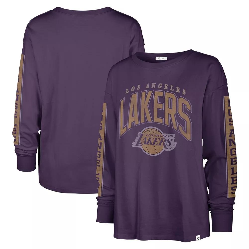 Women's '47 Purple Los Angeles Lakers Tomcat Long Sleeve T-Shirt, Size: Small Product Image