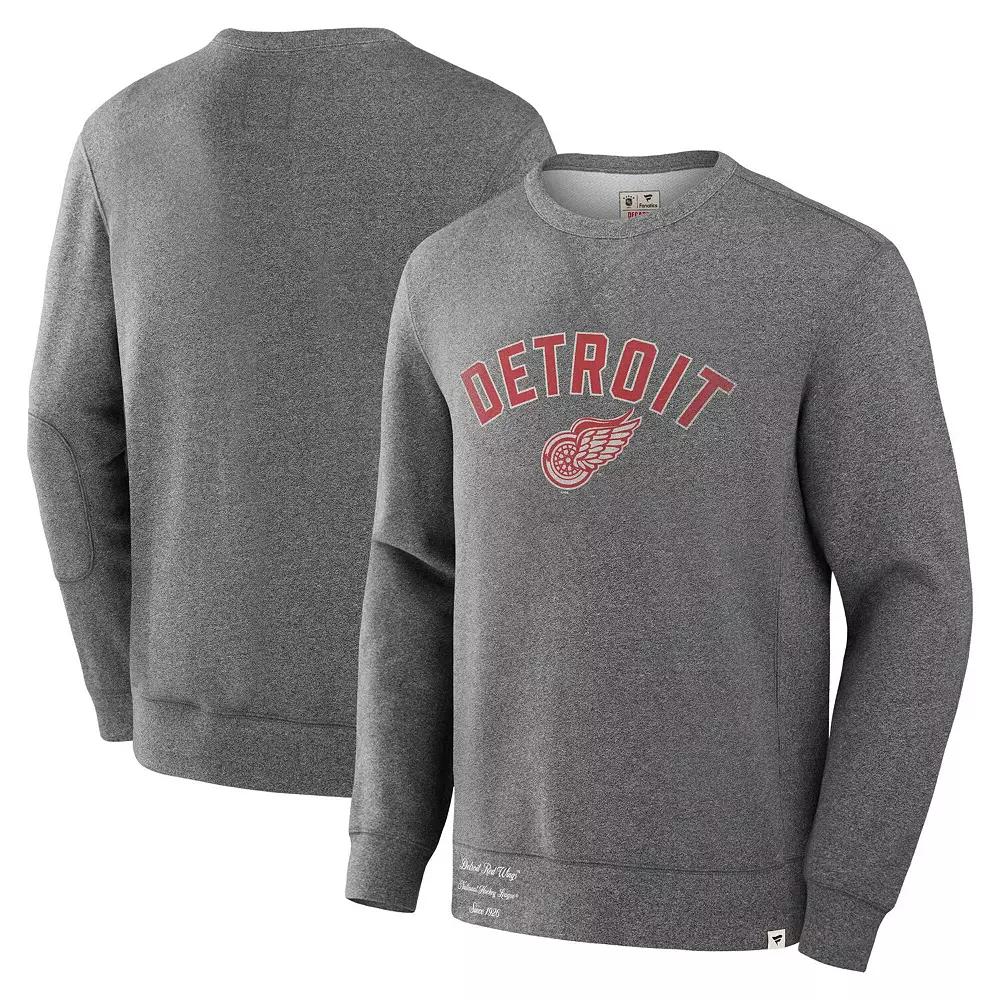 Men's Fanatics Heather Gray Detroit Red Wings Decades Collection Legendary Fleece Pullover Sweatshirt,  Product Image