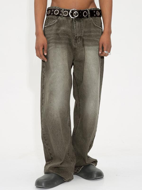 Personality Washed Waist Retro Loose Jeans Product Image