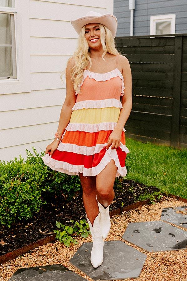 Smiling Ear To Ear Tiered Mini Dress In Peach Product Image