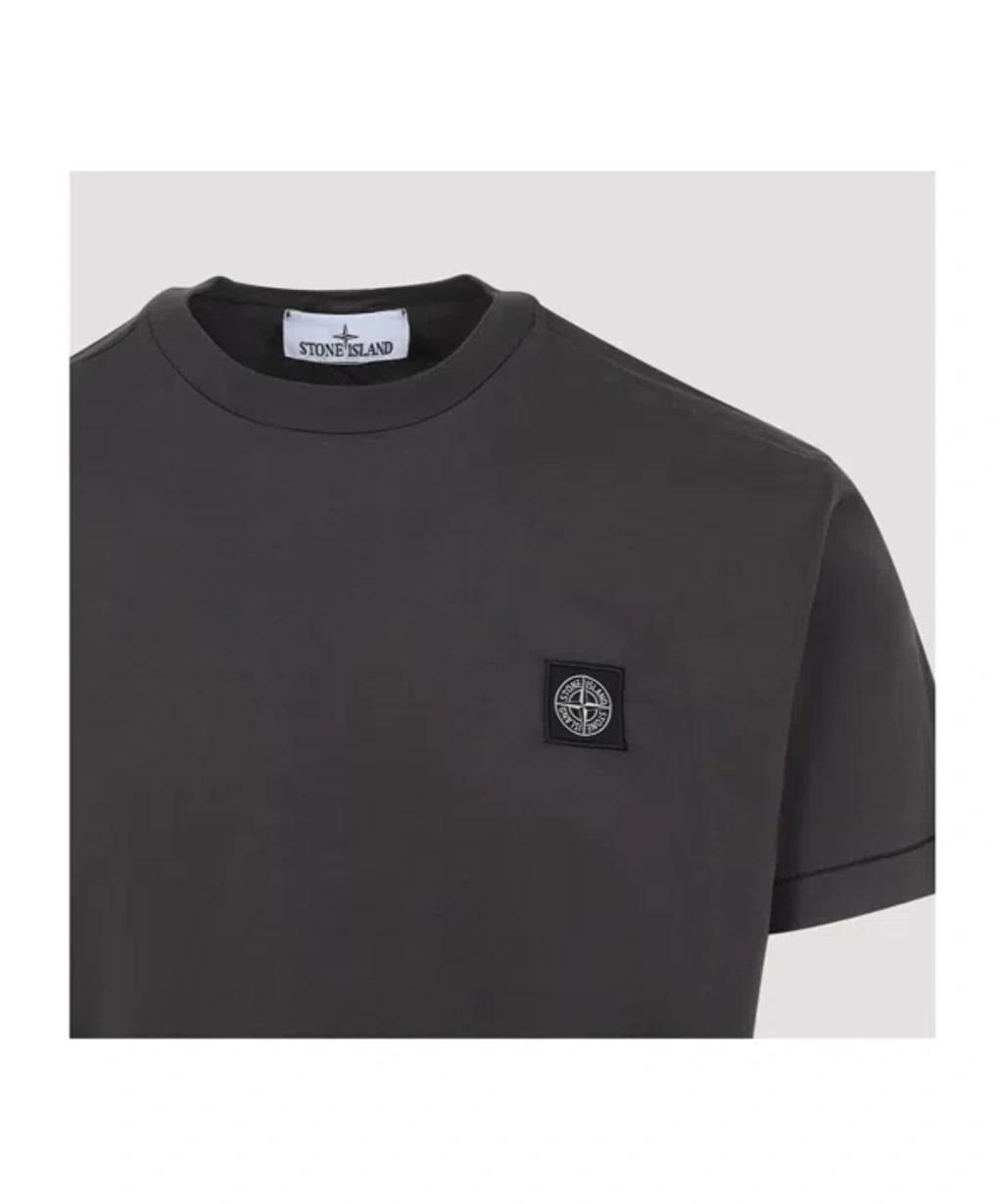 STONE ISLAND Charcoal Round Neck Cotton T-shirt In Gray Product Image