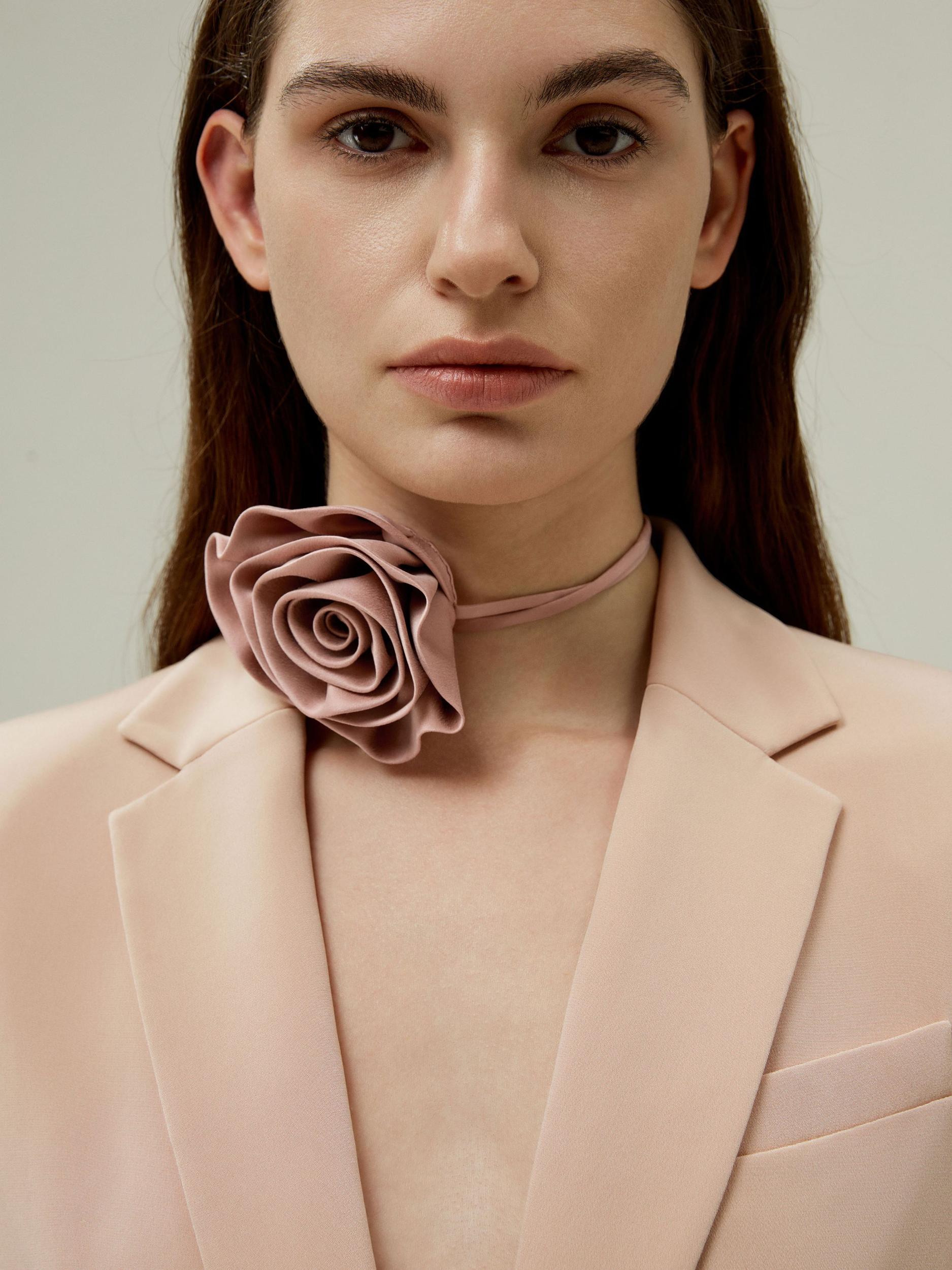 Rosette Silk Collar Necklace Product Image