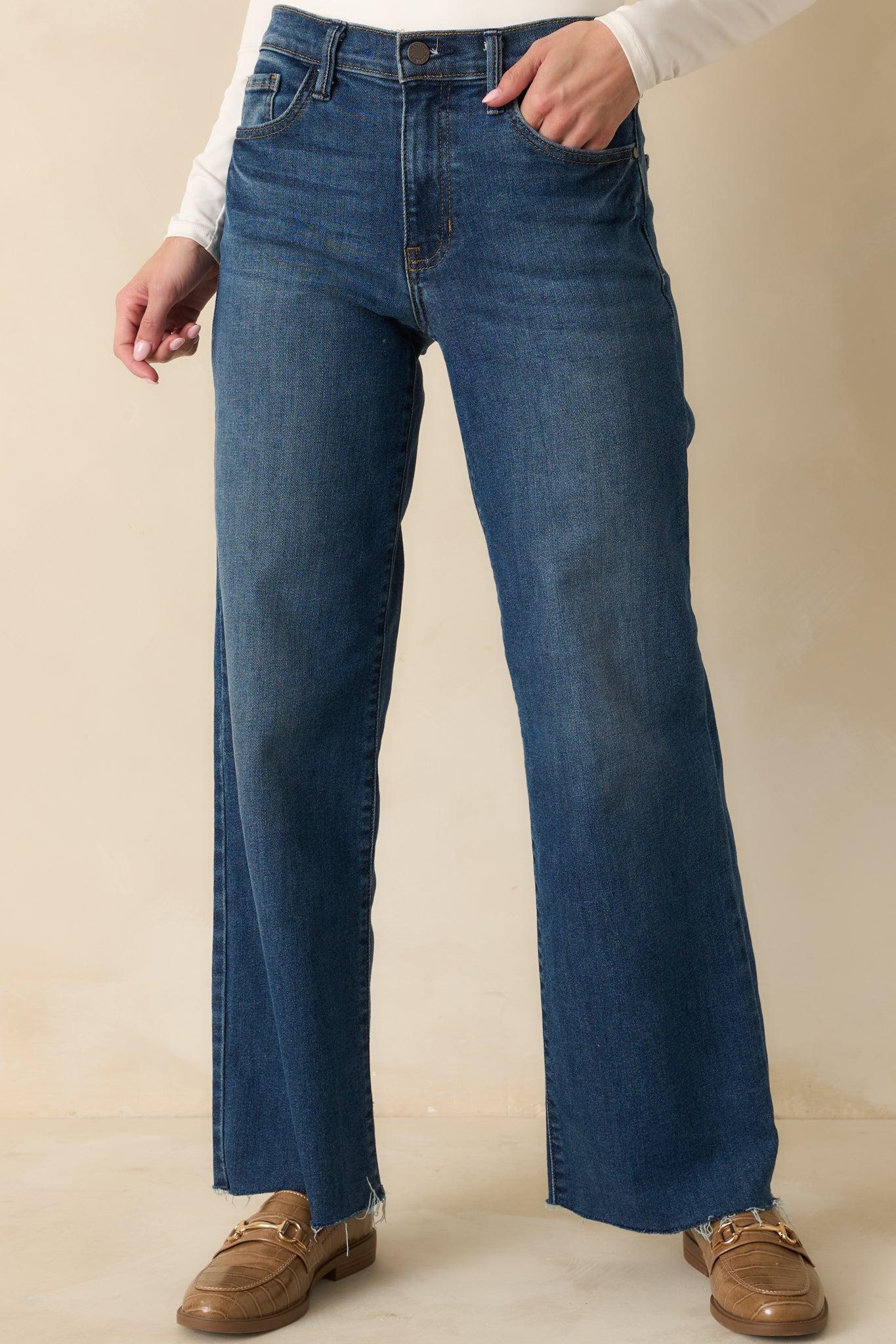 Always On Time Dark Wash Straight Leg Jeans Product Image