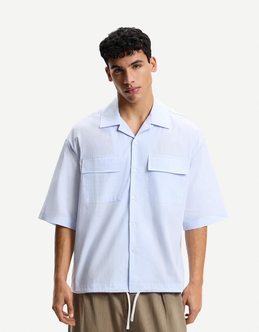 Oversize short sleeve poplin shirt Product Image