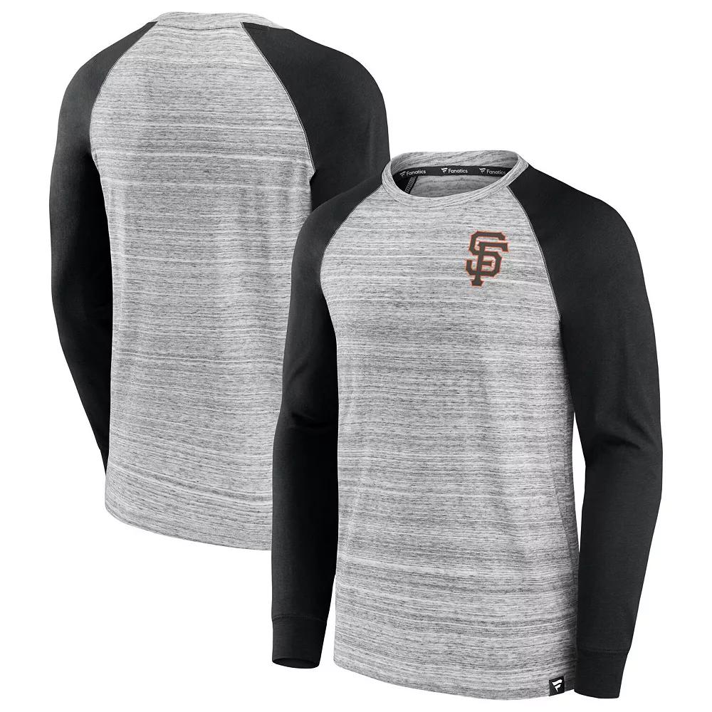 Men's Fanatics Gray/Black San Francisco Giants Iconic Streaky Raglan Long Sleeve T-Shirt, Size: Medium, Grey Product Image