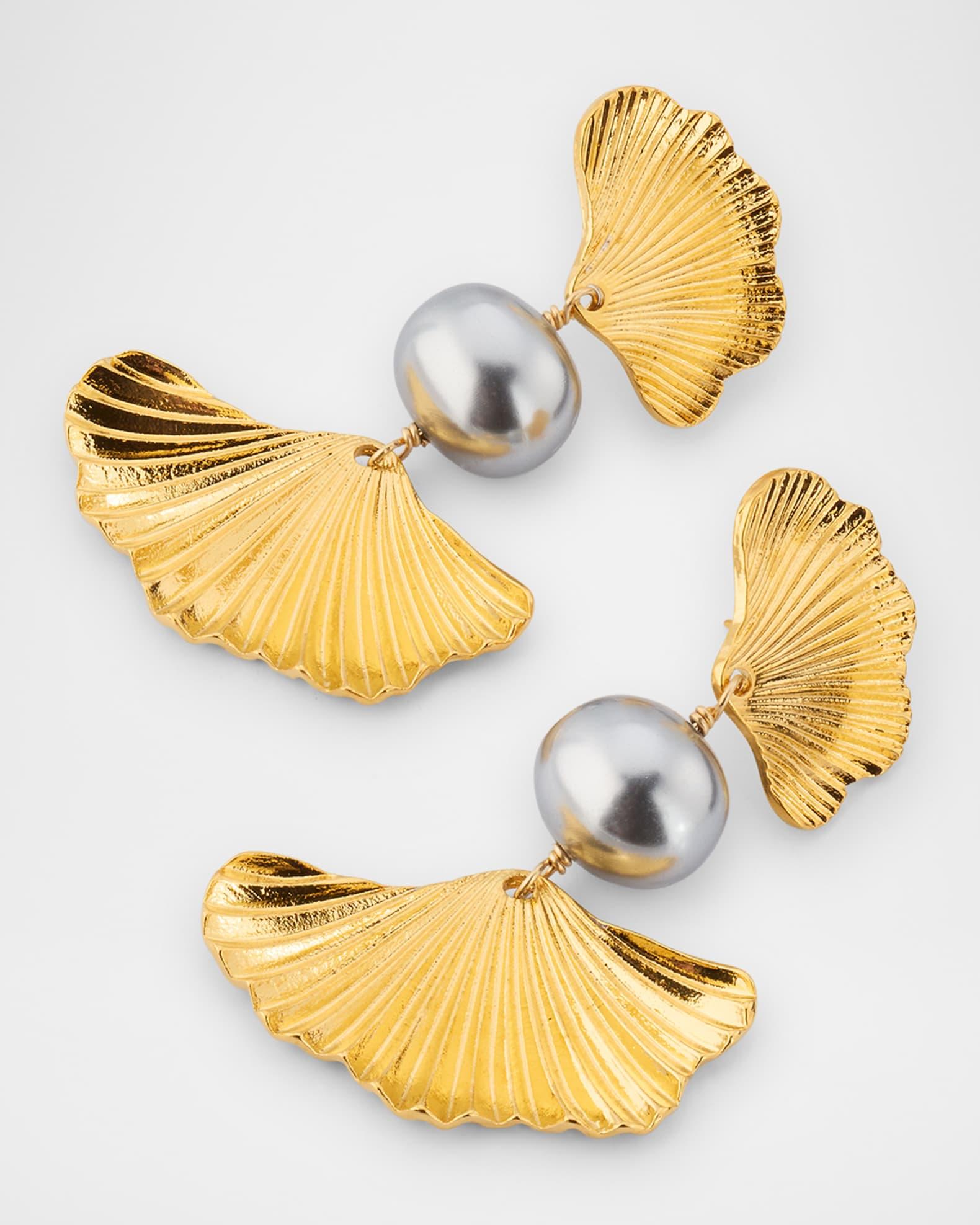 Double Fan Pearl Shell Earrings Product Image
