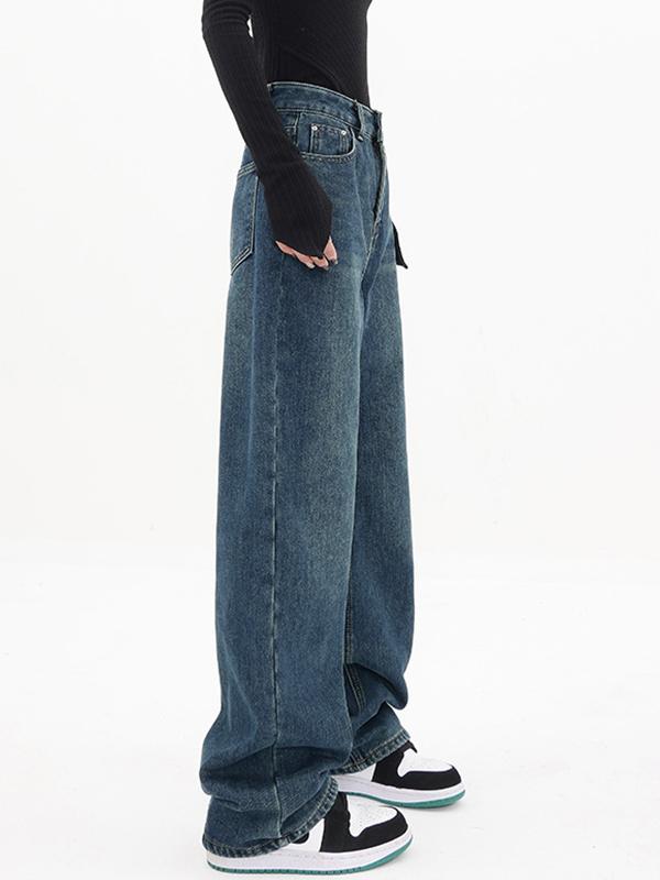Vintage Blue Button Back Boyfriend Jeans Product Image