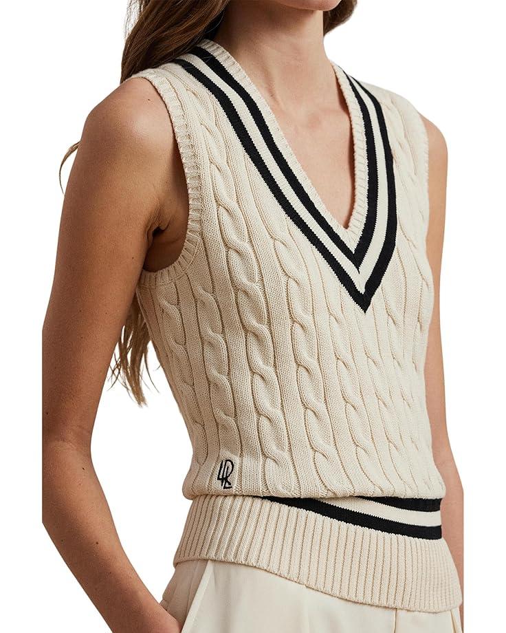 Petite Cable-knit Cotton Polo Sweater Product Image