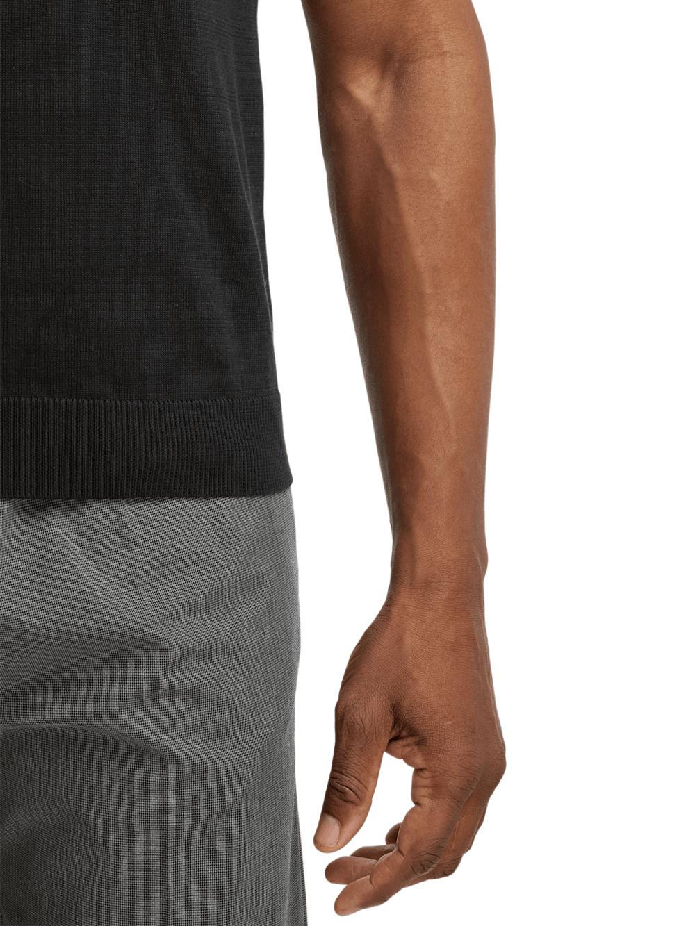 Supima Cotton Three Button Polo - Black Product Image