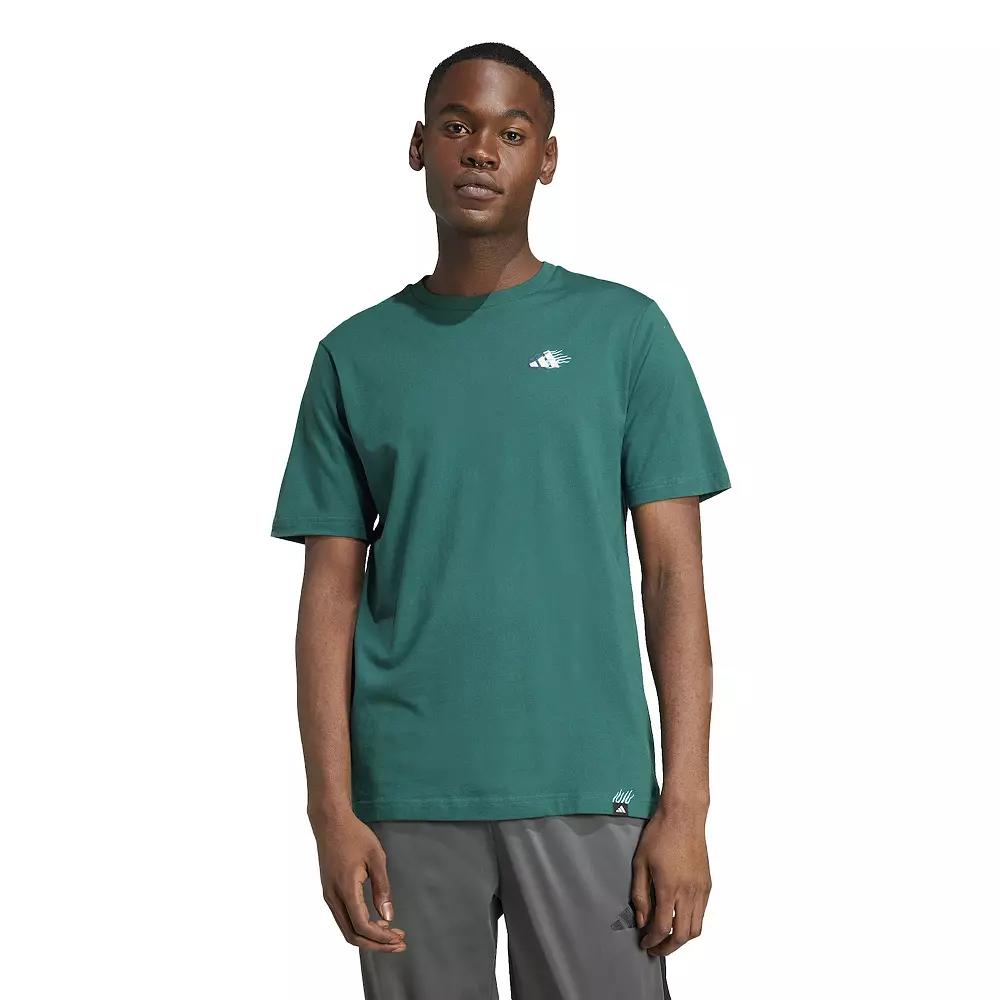 Men's adidas Lounge Mini Embroidery Graphic Sportswear Tee, Size: Medium, Collegiate Green Product Image