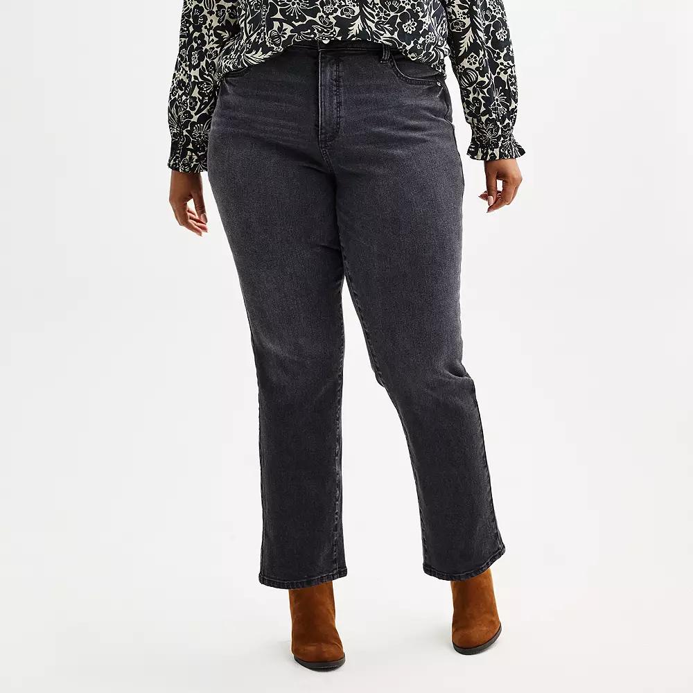 Plus Size Sonoma Goods For Life® High Rise Straight Jeans, Women's, Size: 20 W, Black Wash Product Image