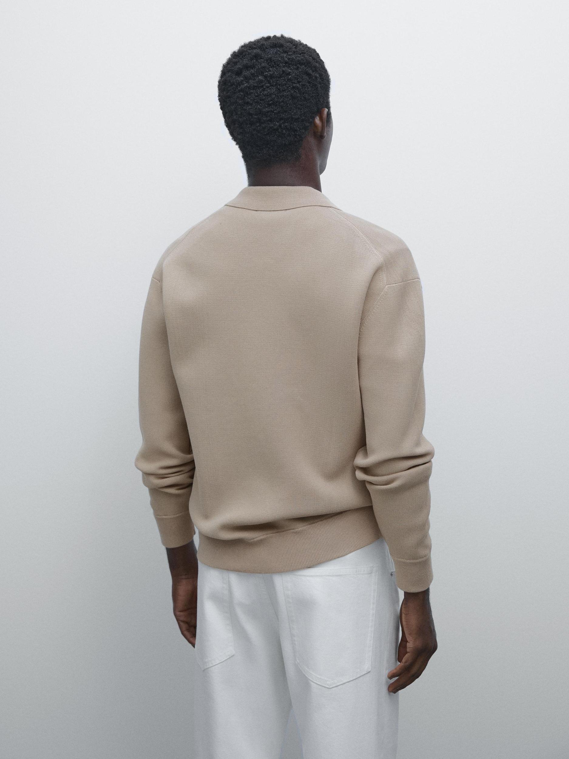 Cotton blend zip-up knit cardigan Product Image