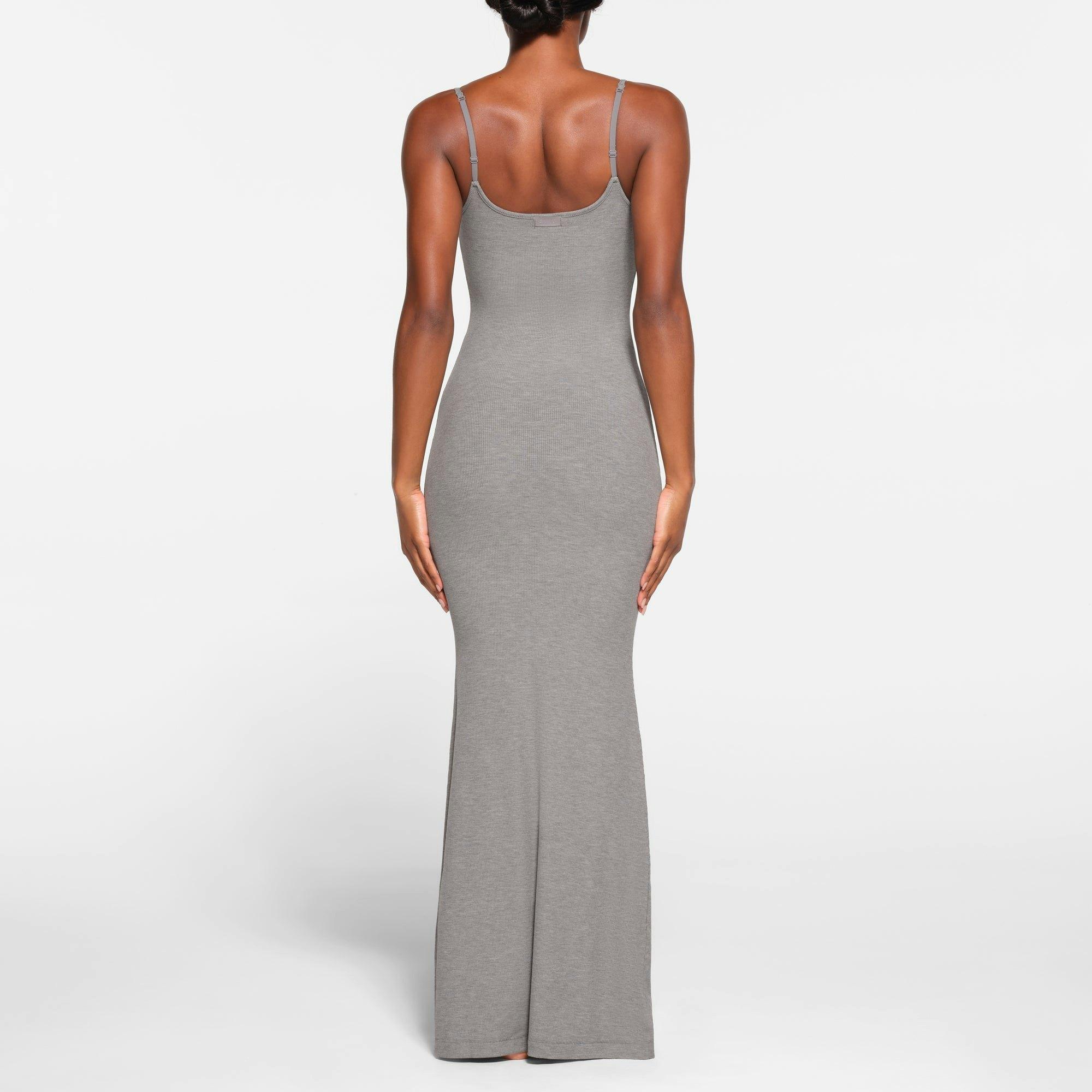 SOFT LOUNGE LONG SLIP DRESS | HEATHER GREY Product Image