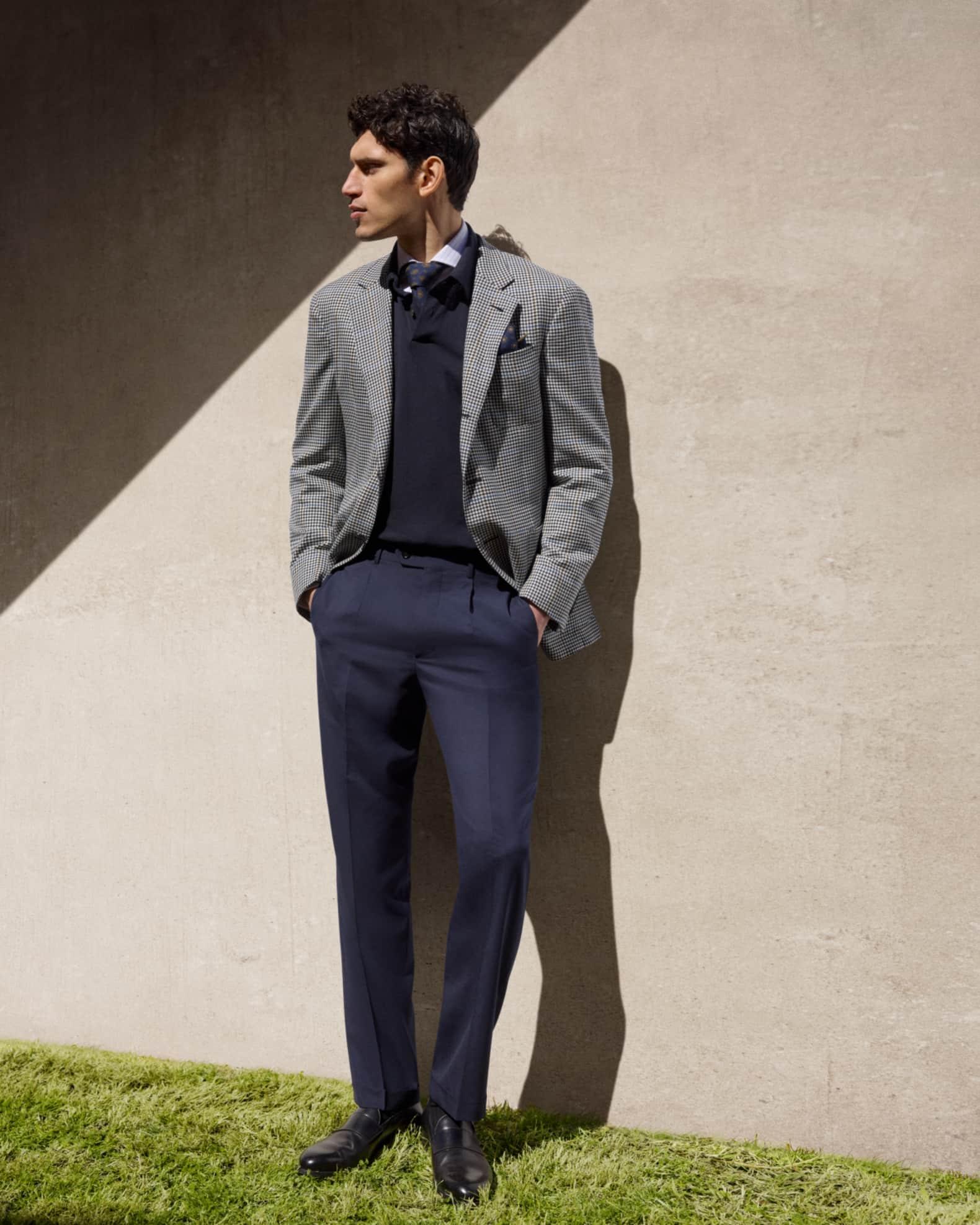 Men's Cotton and Silk Long-Sleeve Polo Shirt Product Image