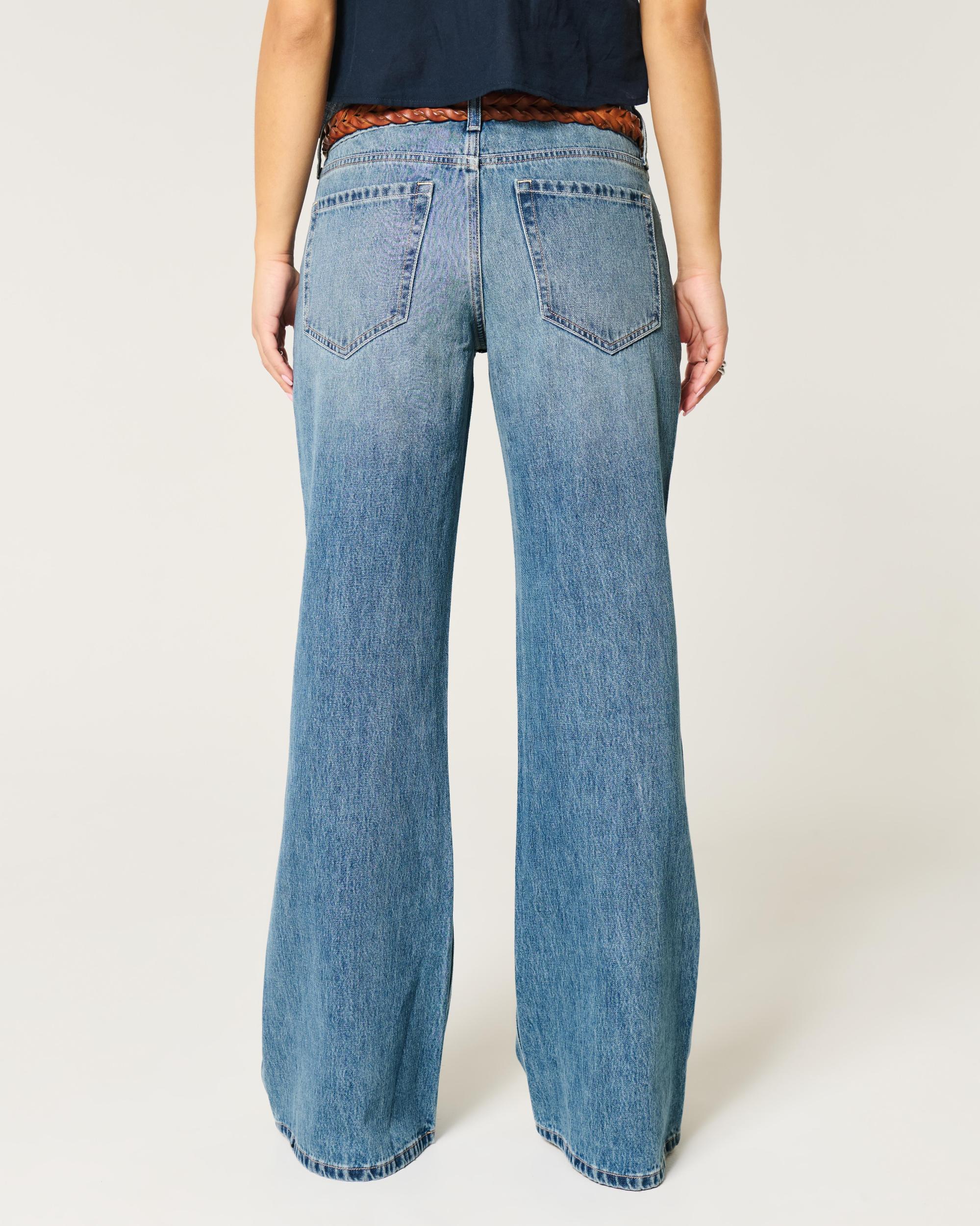 Low-Rise Medium Wash Baggy Flare Jeans Product Image