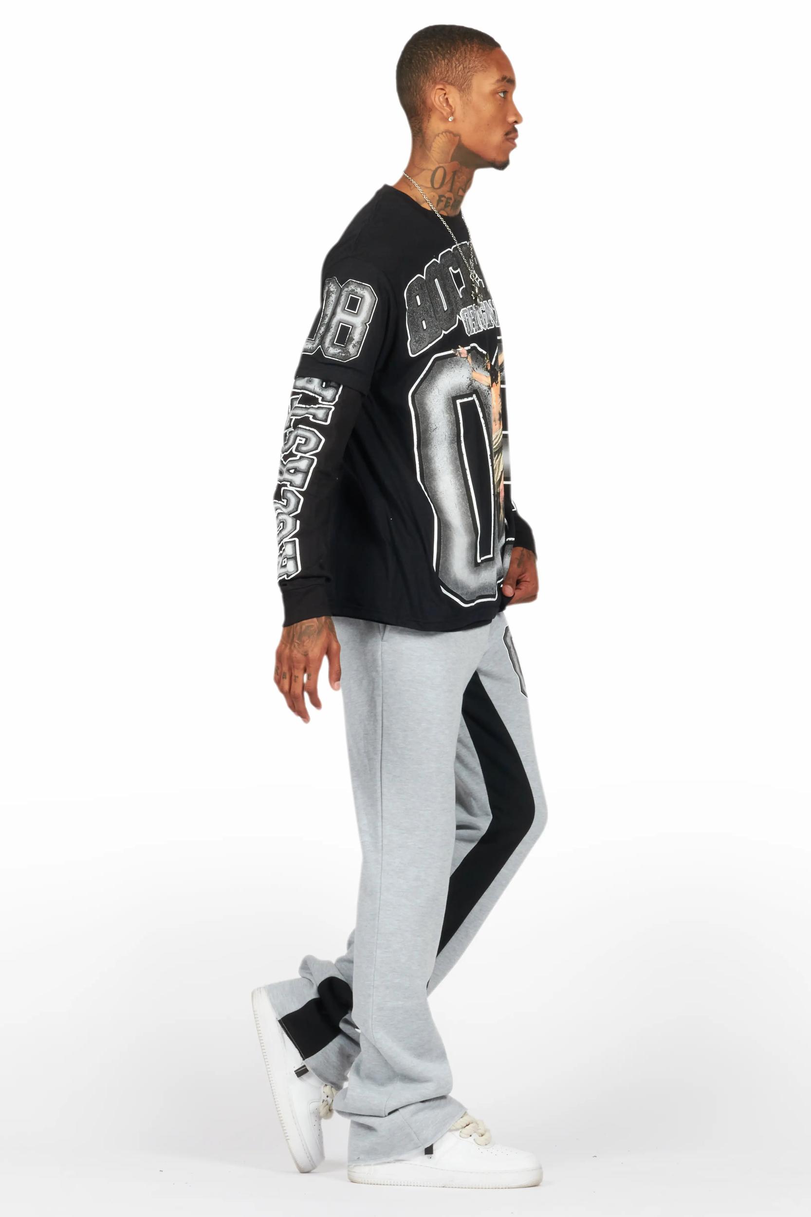 Fields Black/Grey Double Layer T-Shirt/Baggy Pant Set Male Product Image