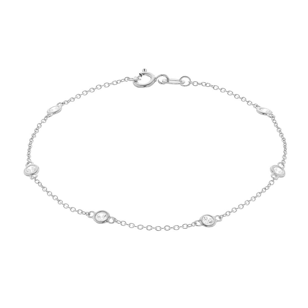 Rosabella Sterling Silver Cubic Zirconia Station Bracelet, Women's, Size: 7" Product Image