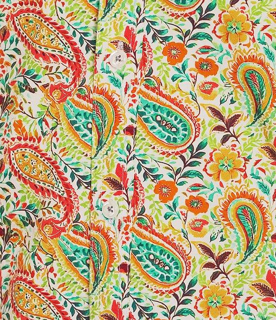 Cremieux Premium Denim Floral Paisley Print Stretch Short-Sleeve Woven Shirt Product Image