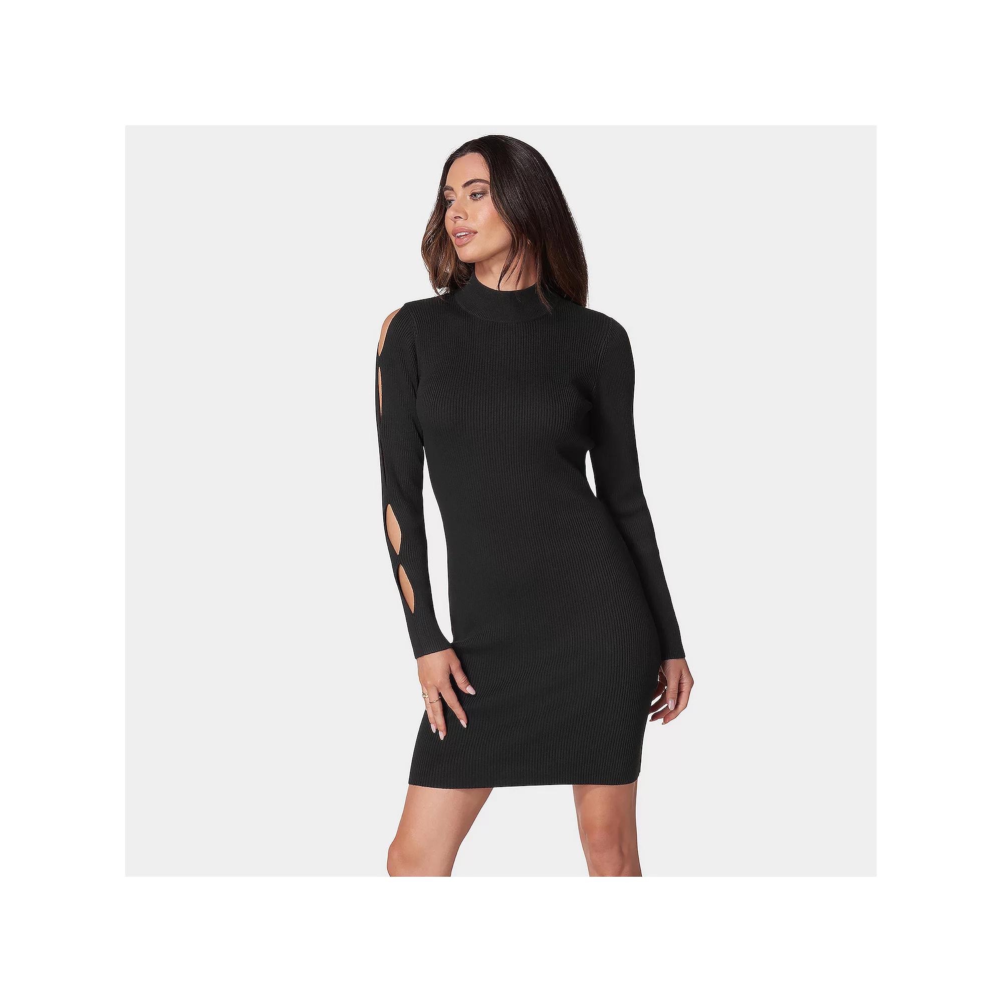 Women's bebe Cutout Sleeve Mini Sweater Dress, Size: XL, Ivory Product Image