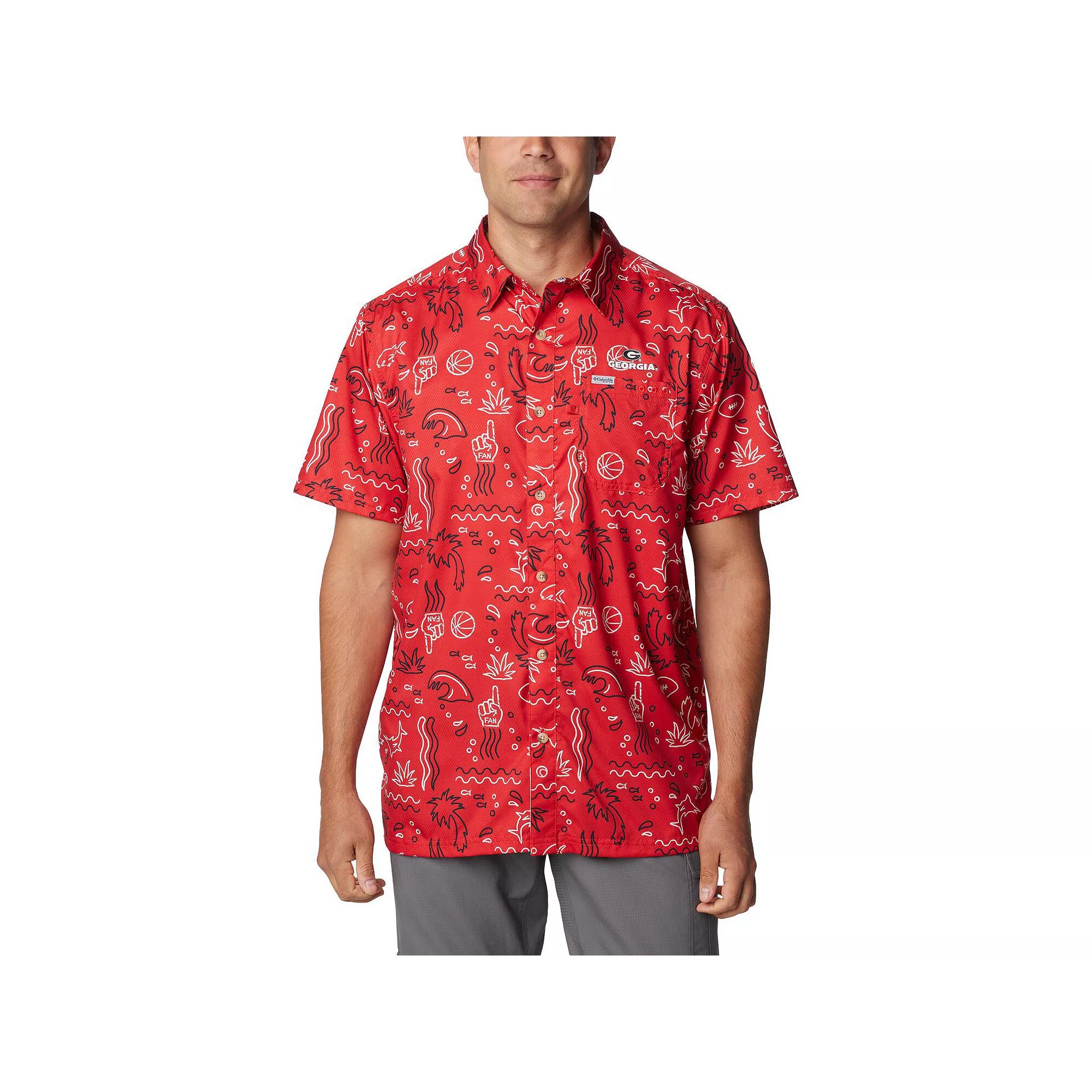 Columbia Mens Collegiate PFG Super Slack Tide Shirt - Georgia- Product Image
