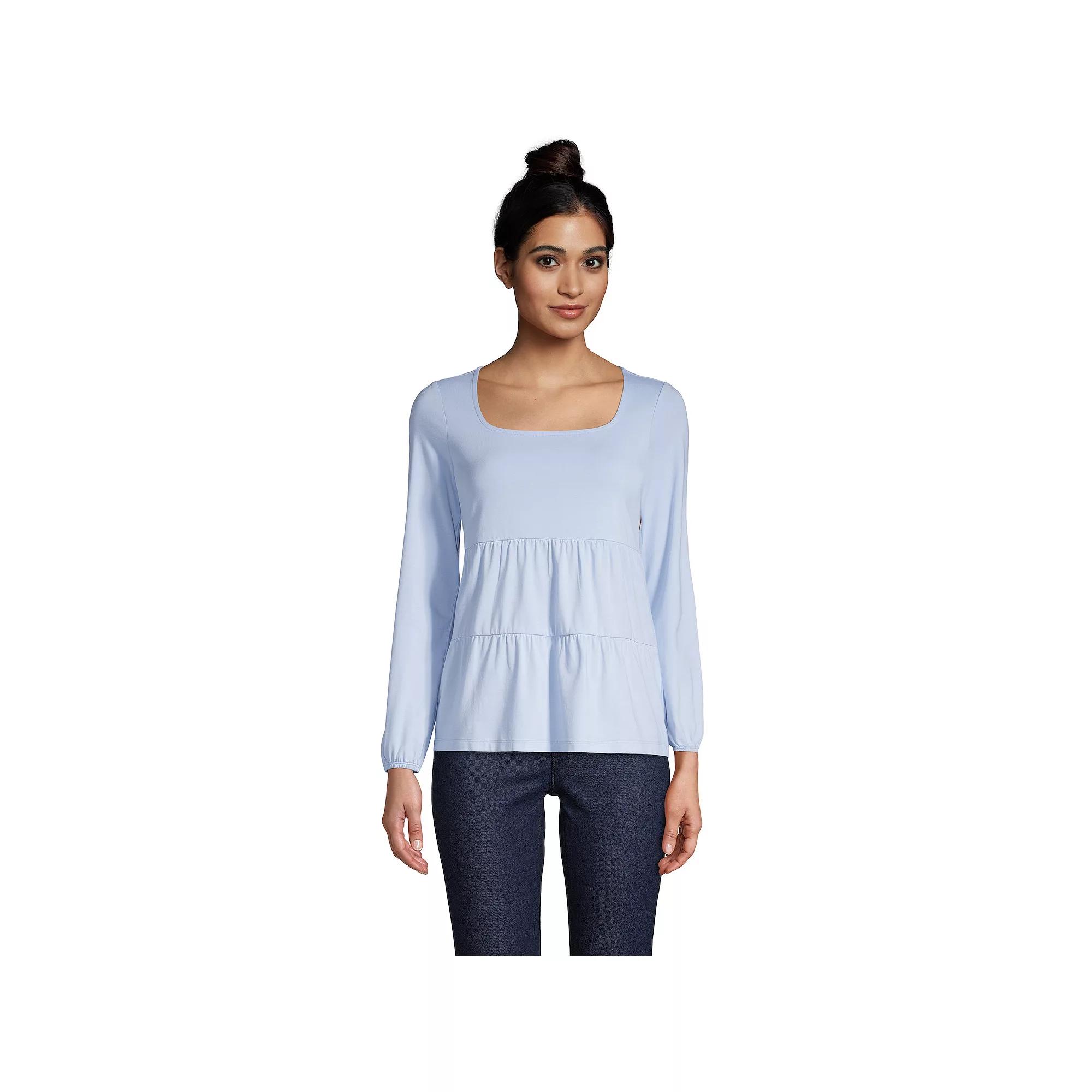 Women's Lands' End Squareneck Tiered Top,  Product Image