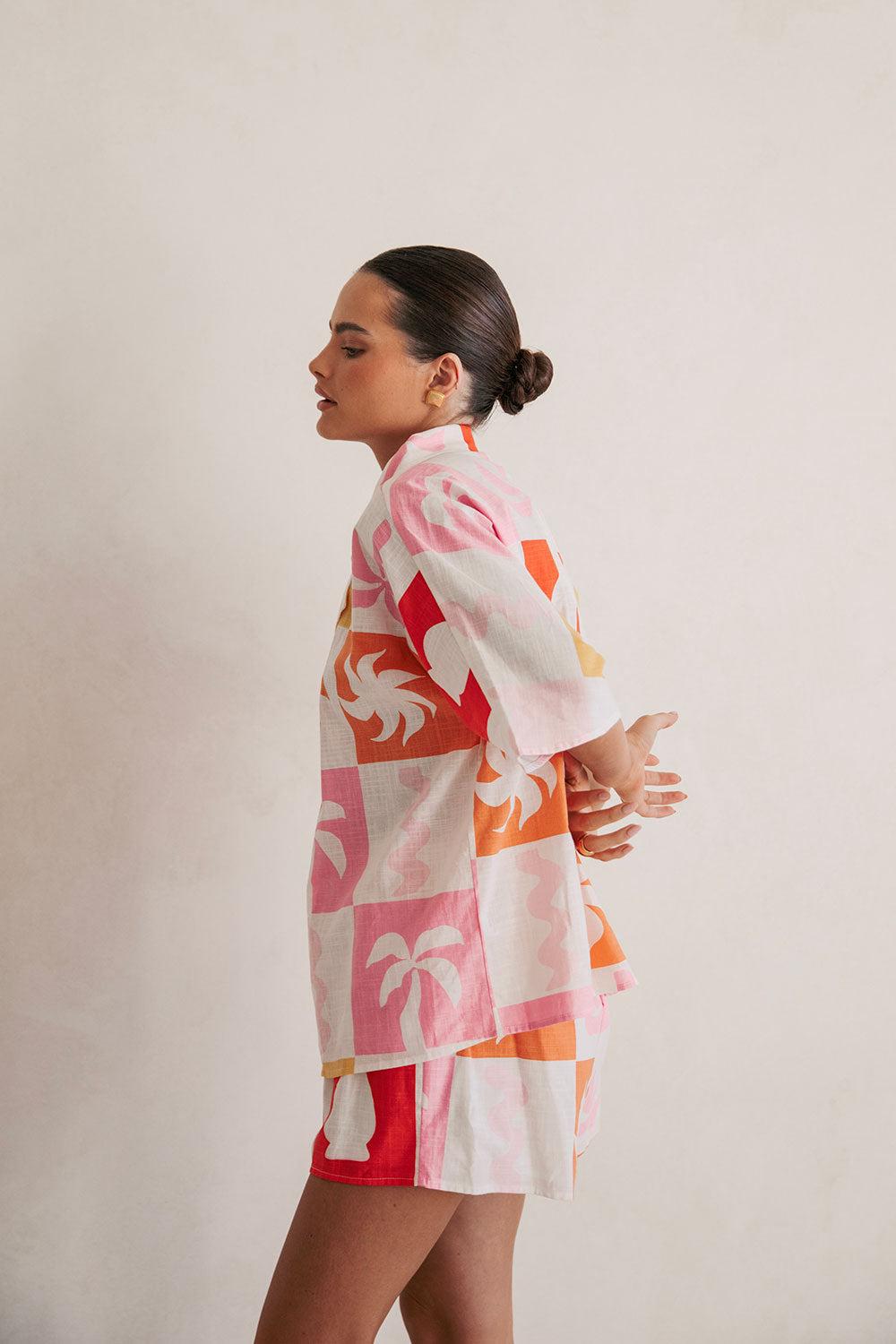 Seona Shorts - Palm Tile Fuego Product Image