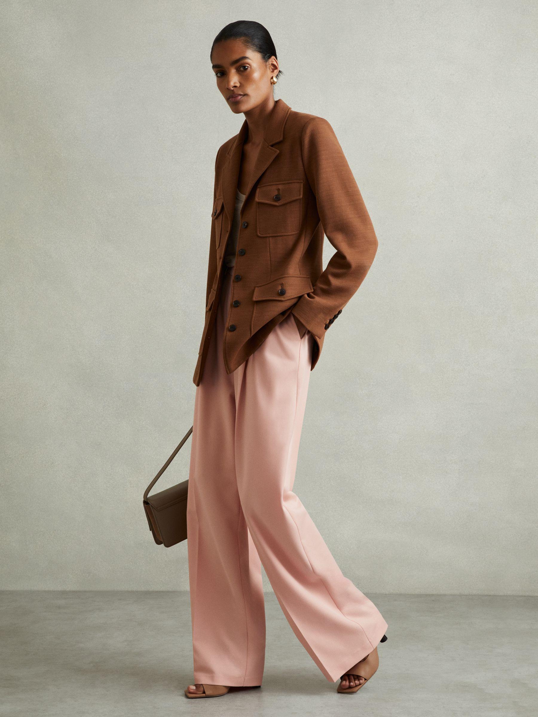Double Pleat Wide Leg Trousers in Pink Product Image