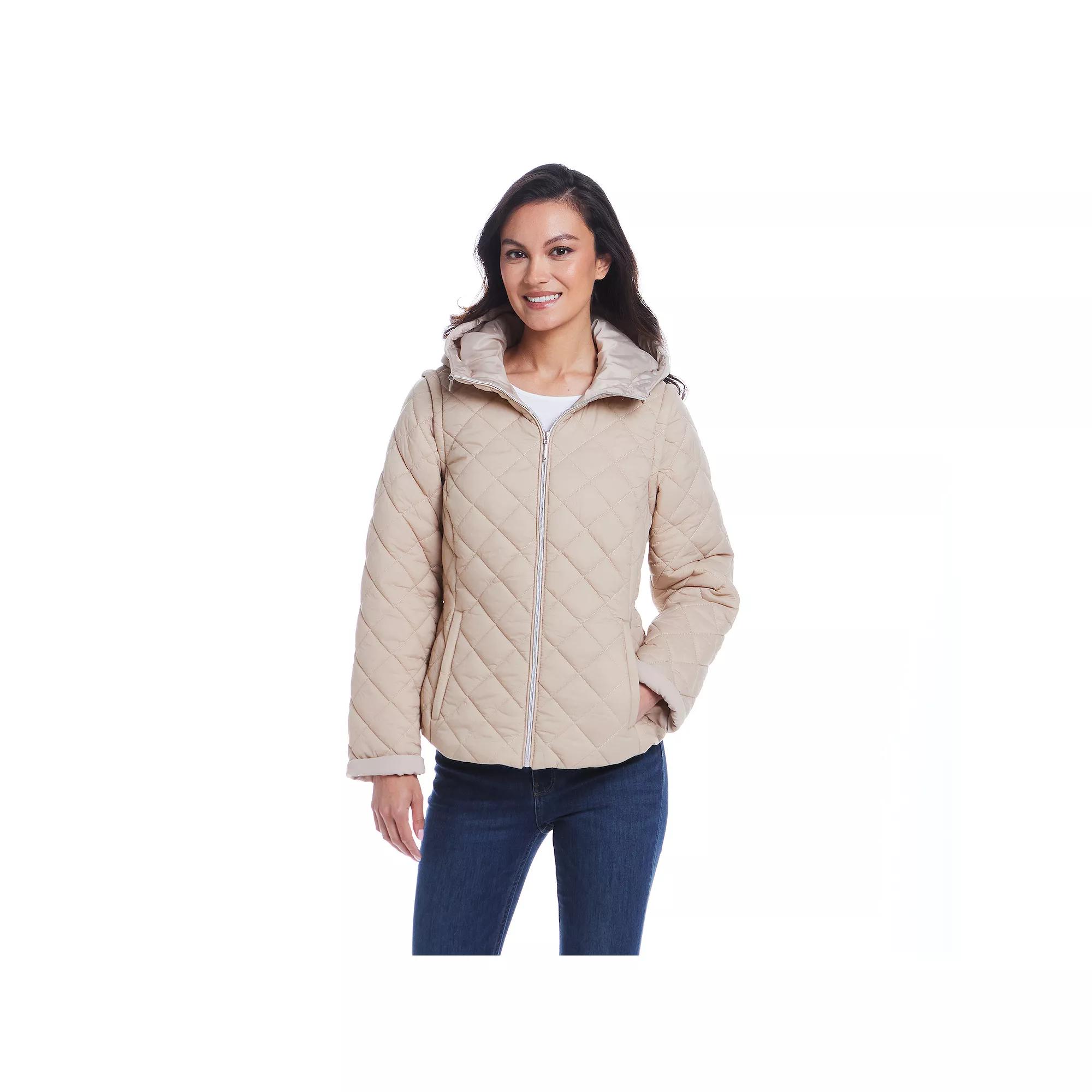 Women's Weathercast 2-in-1 Quilted Hooded Jacket with Zip Off Sleeves,  Product Image