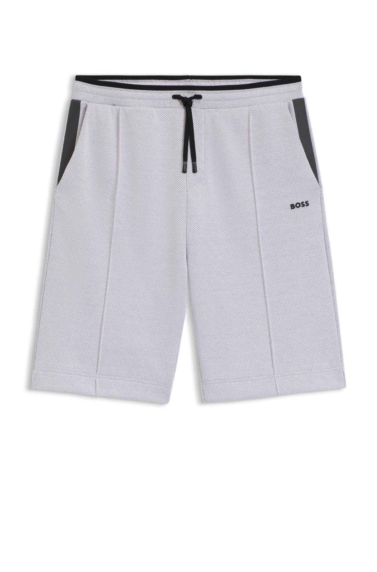 BOSS - Relaxed-fit shorts in quilted jacquard - White Product Image