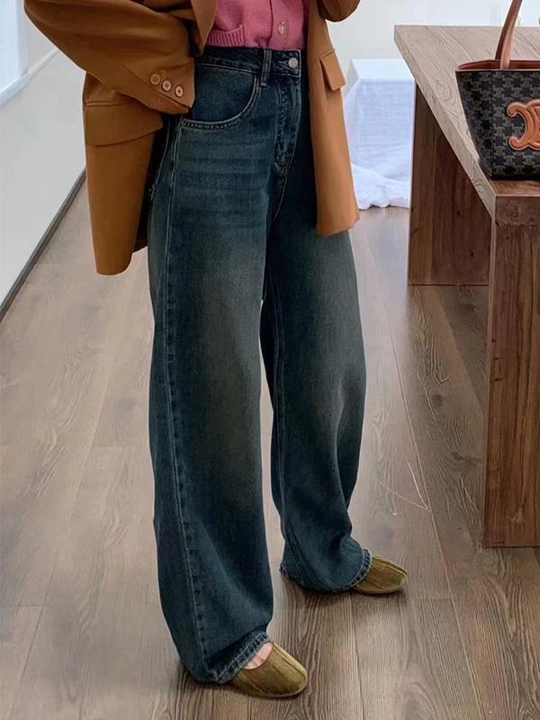 Vintage Blue Wash Distressed High Rise Boyfriend Jeans Product Image