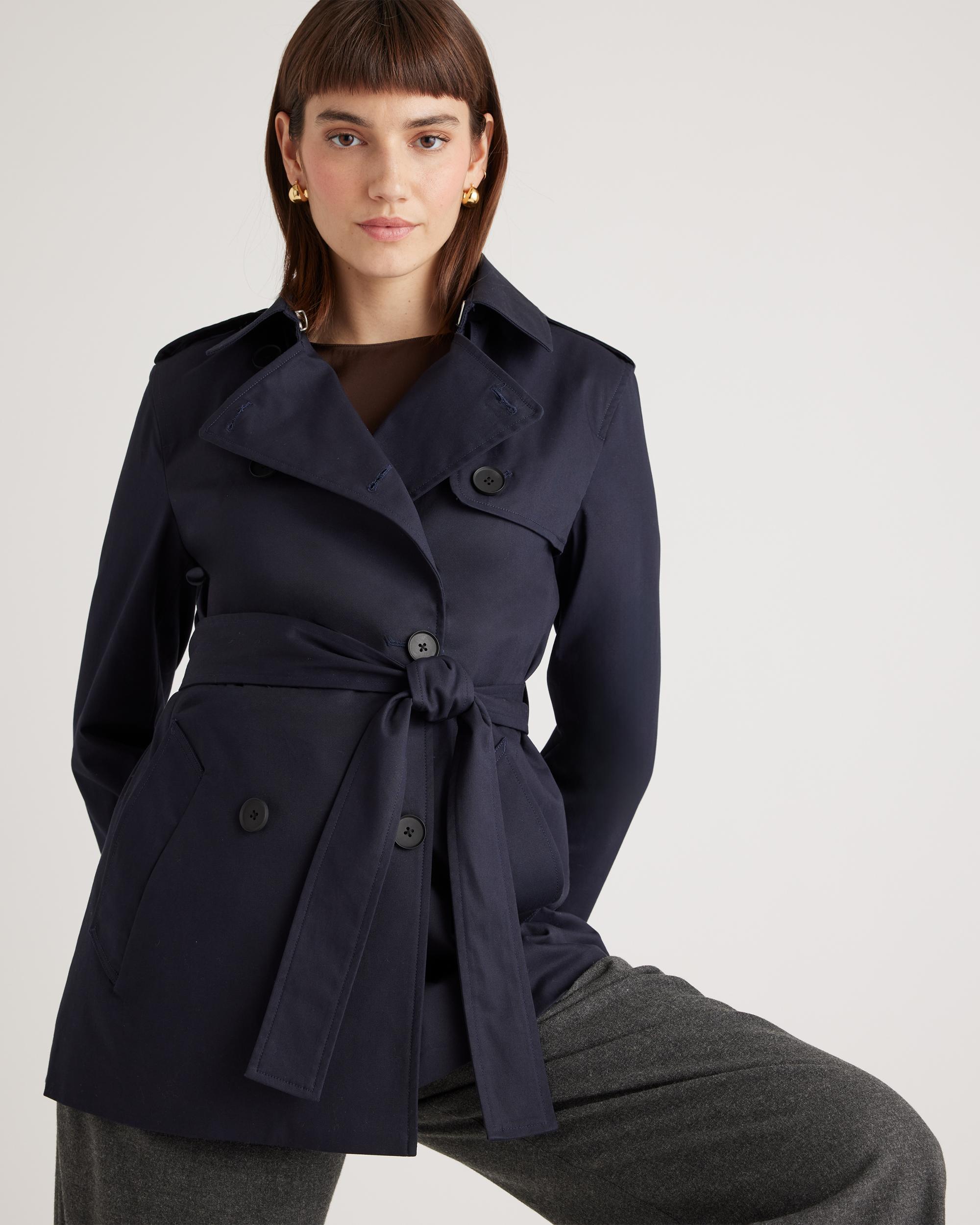 Quince | Women's Comfort Stretch Short Trench Coat Size XS, Organic Cotton Product Image