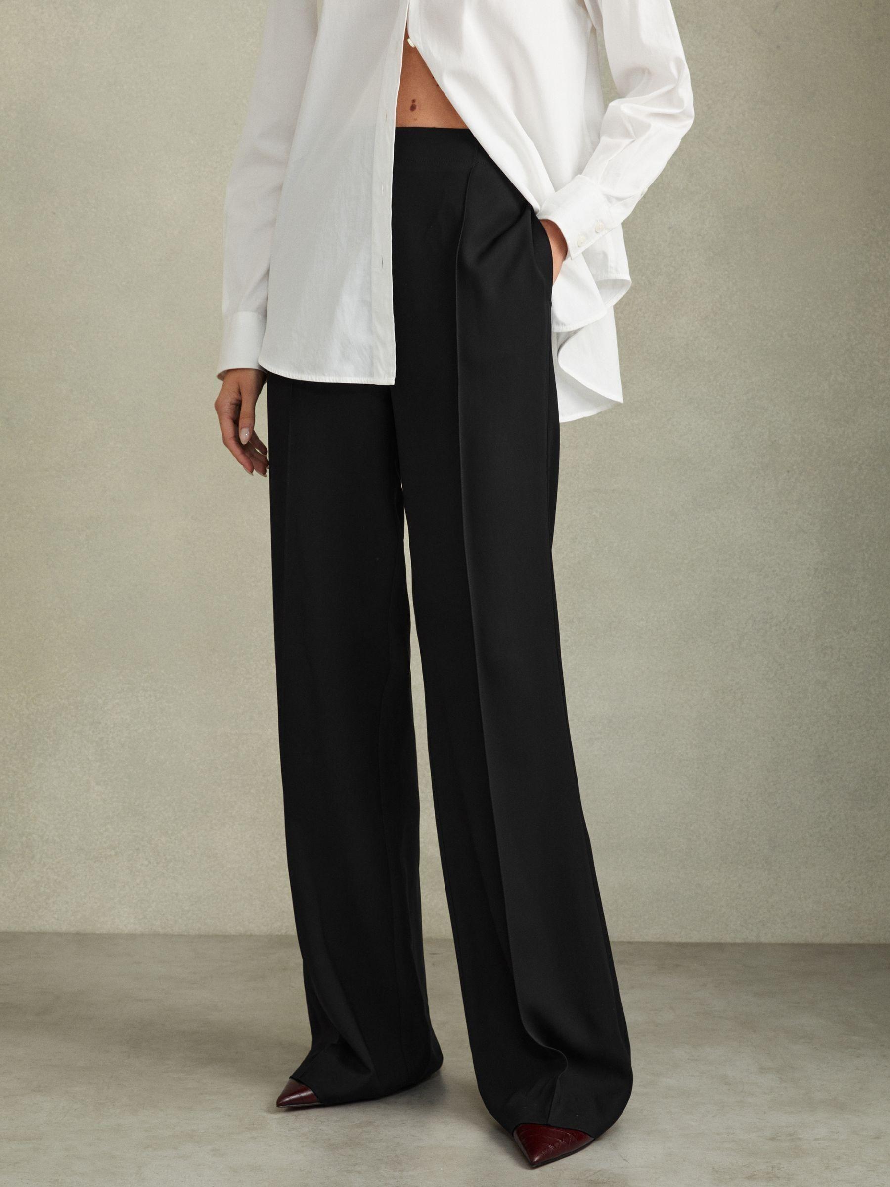 Fluid Wide Leg Trousers in Black Product Image