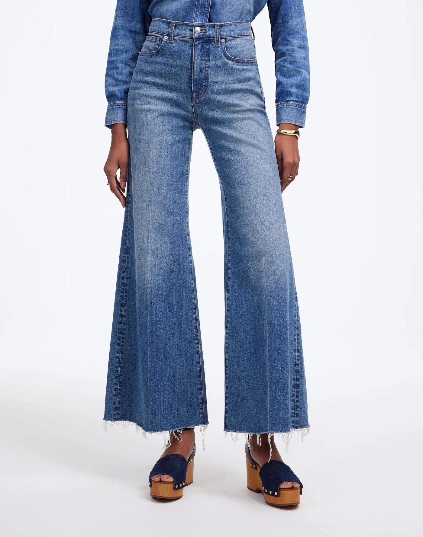 Flared Wide-Leg Crop Jeans Product Image