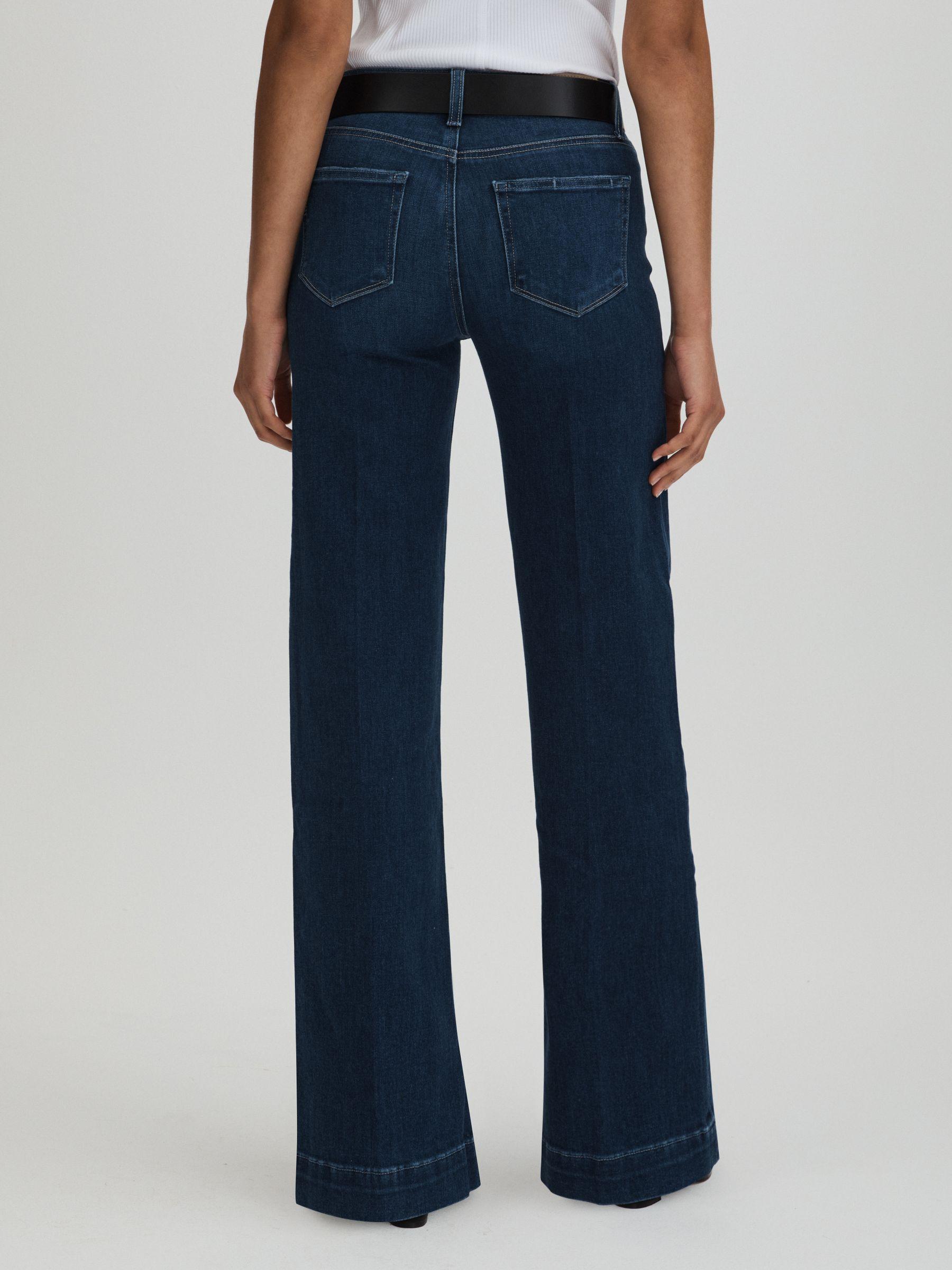 Paige High Rise Wide Leg Jeans in Notre Dame Blue Product Image
