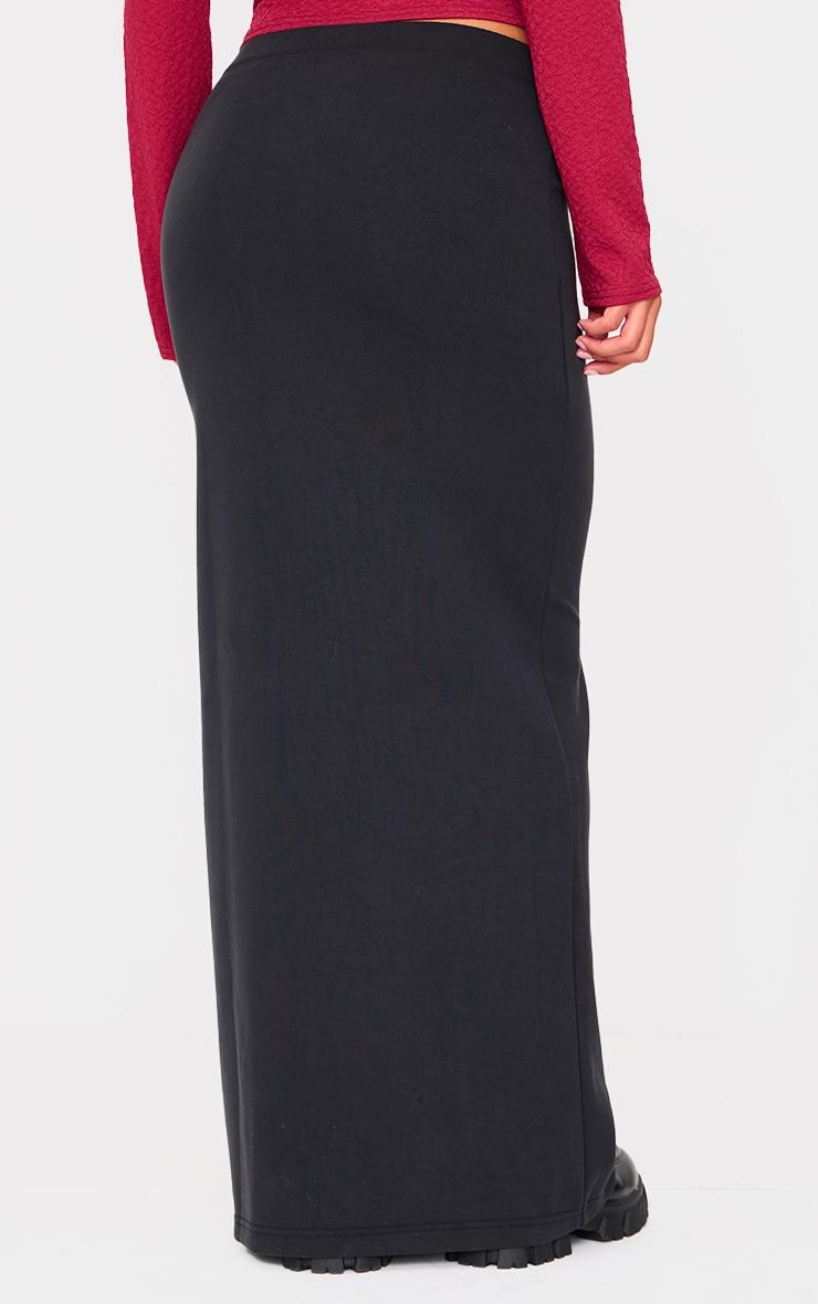 Black Premium Soft Touch Low Waist Maxi Skirt  Product Image