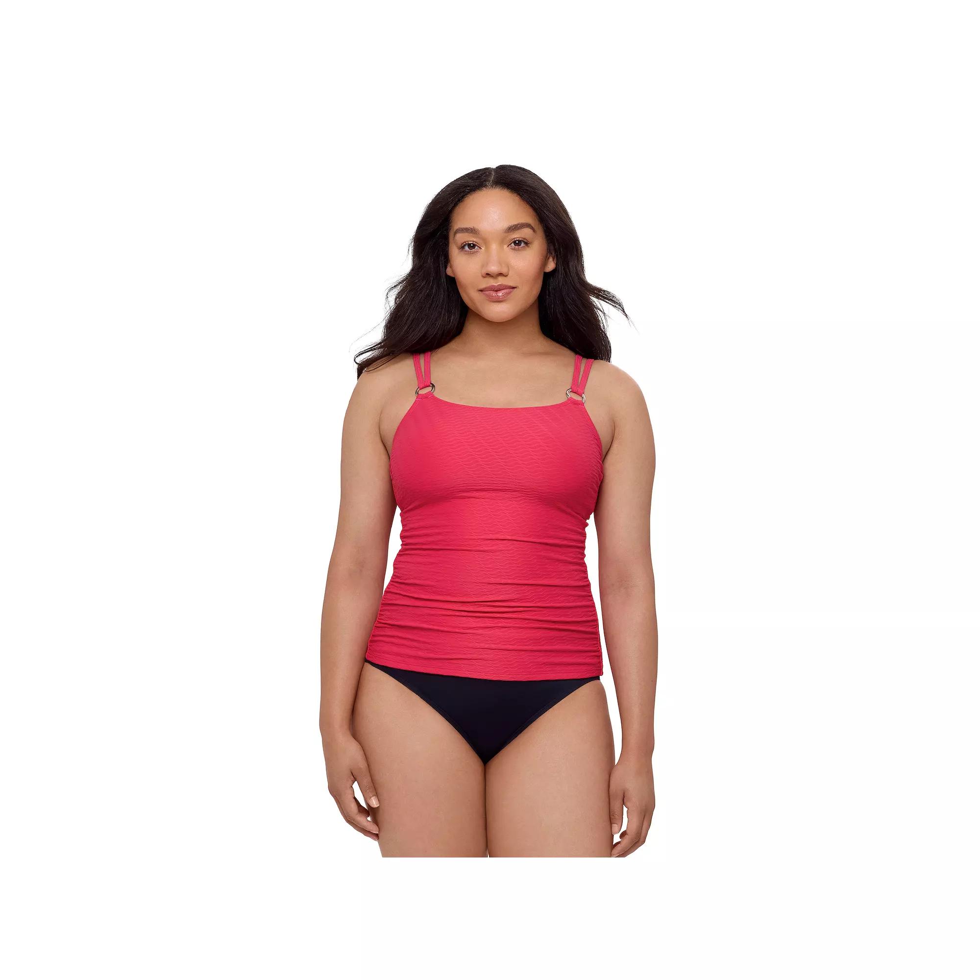 Womens Bal Harbour Solid Rouched Sides Ring Tankini Top Orange Product Image